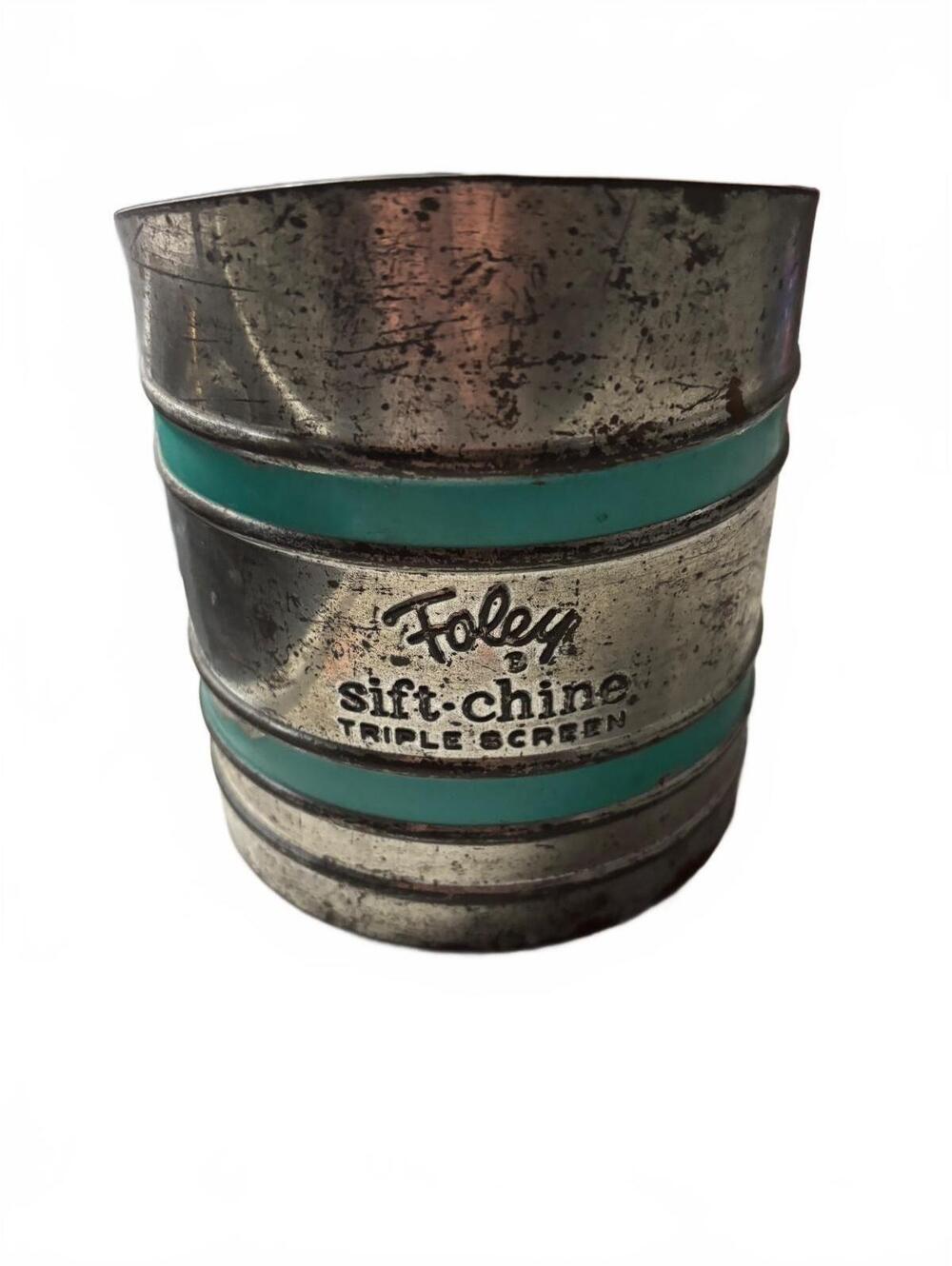 Vintage Foley Triple Screen Flour Sifter Aqua 1950s Works